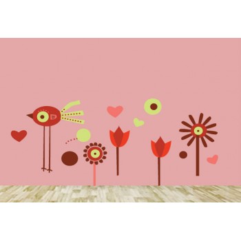Sunny summer flowers Vinyl Wall Art Wallpaper